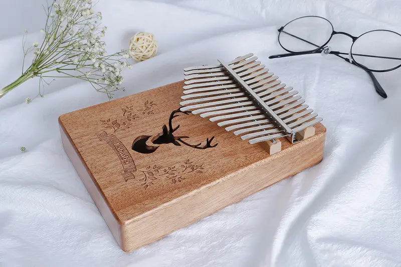 17-Key Thumb Piano Acoustic Mahogany Music Instrument