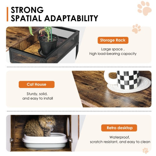 Enclosed Litter Box Cabinet for Two Cats