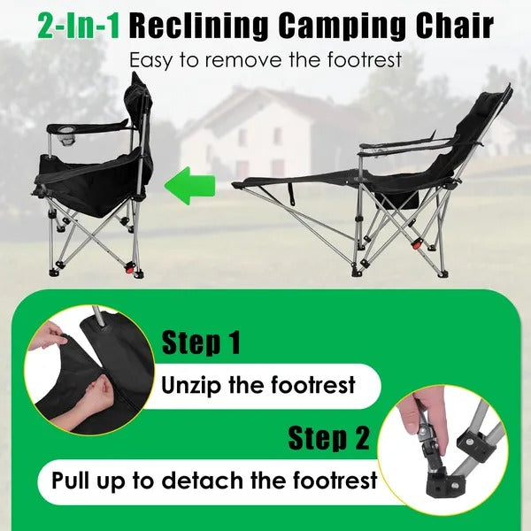 Reclining Camping Chair with Footrest
