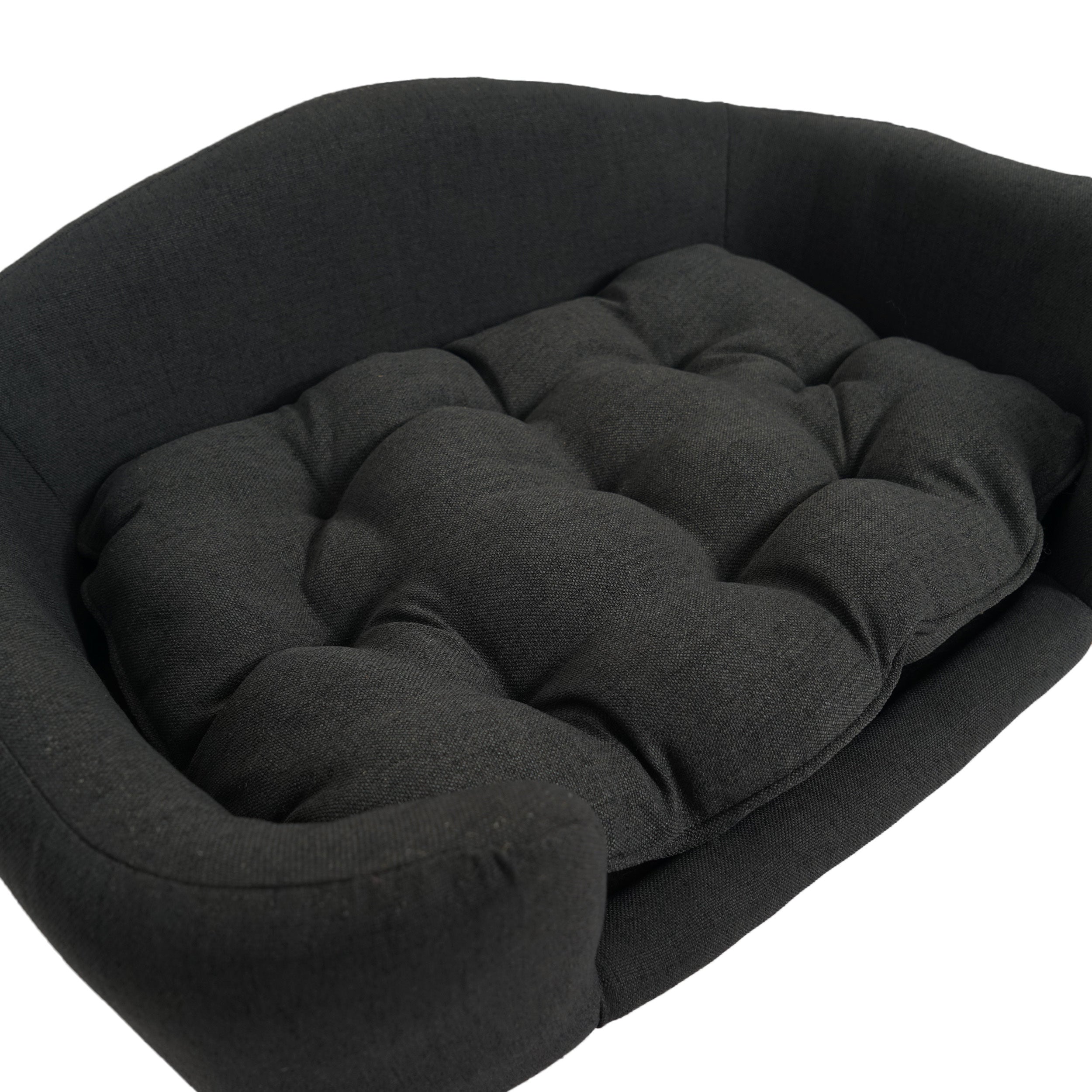 Mid-Century Tufted Dog Bed with Birch Legs
