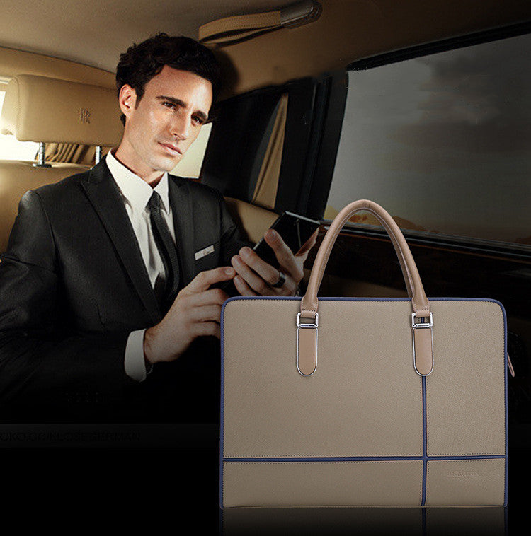 Leather Briefcase Crossbody Bag