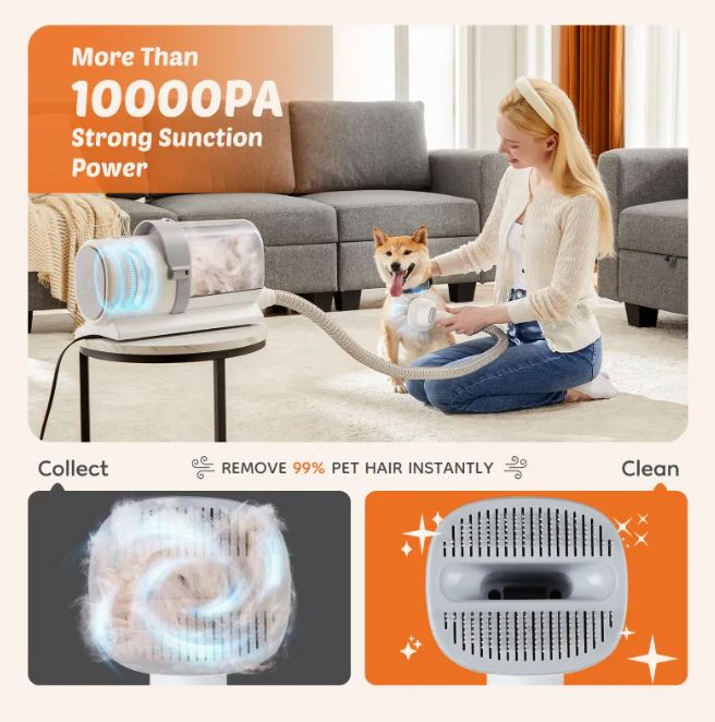 Low Noise Pet Hair Trimmer with Built-In Vacuum