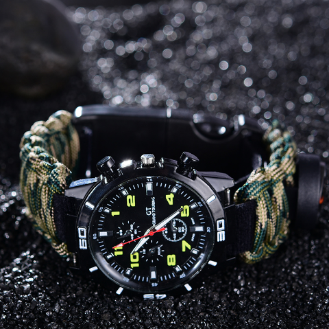 Survival Paracord Watch with Multi Function Compass