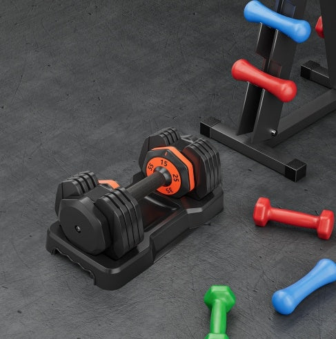 Adjustable Dumbbell Set, 10-in-1 Quick Turn