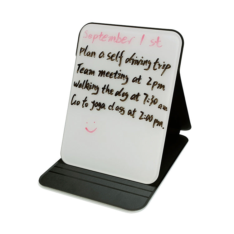 PU Case Glass Desktop Whiteboard - Portable Foldable Memo Board