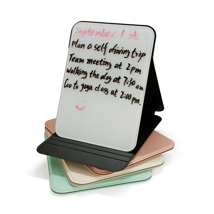 PU Case Glass Desktop Whiteboard - Portable Foldable Memo Board