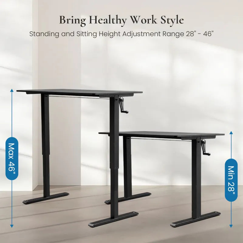 Hand-Crank Height-Adjustable Office Desk