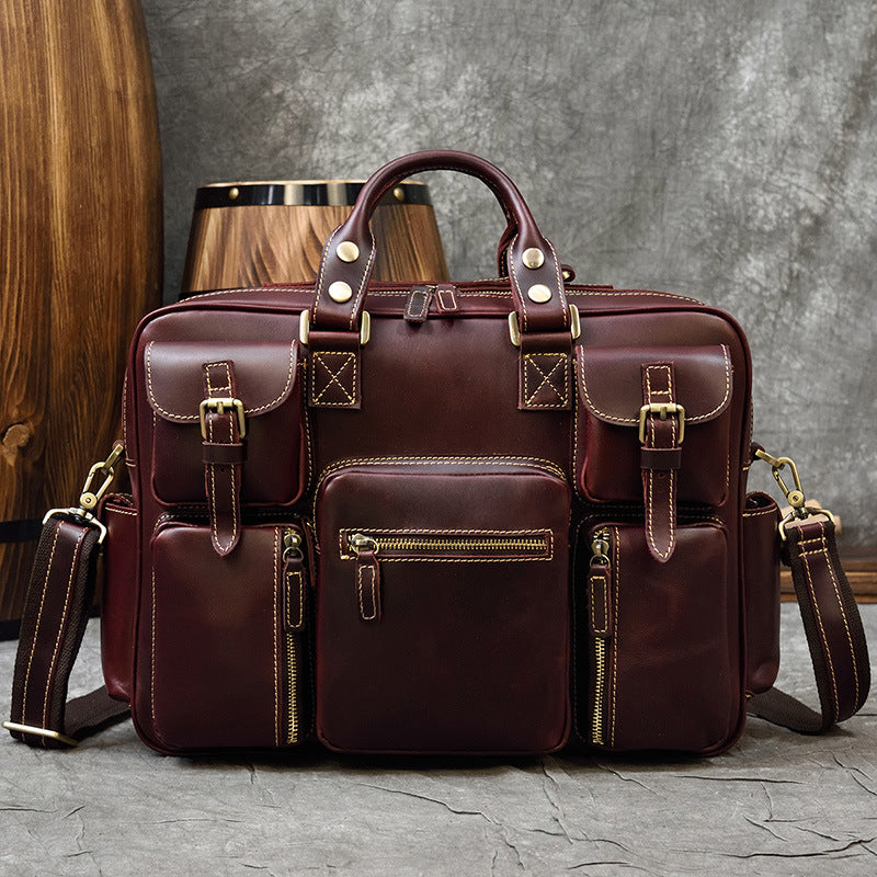 Retro Men's Leather Shoulder Briefcase