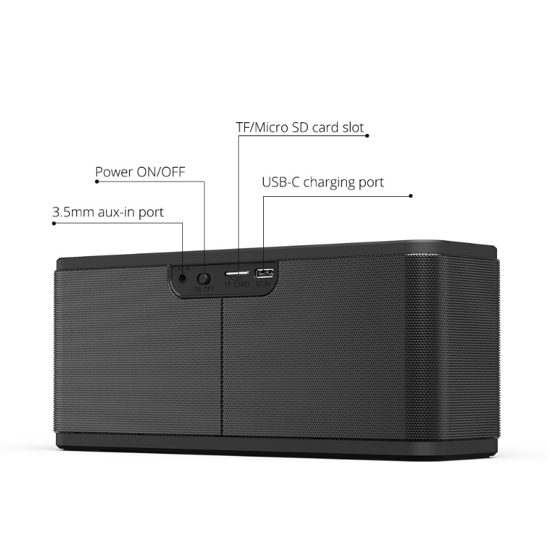 Bluetooth 5.0 Portable Speaker with 3D Surround Sound