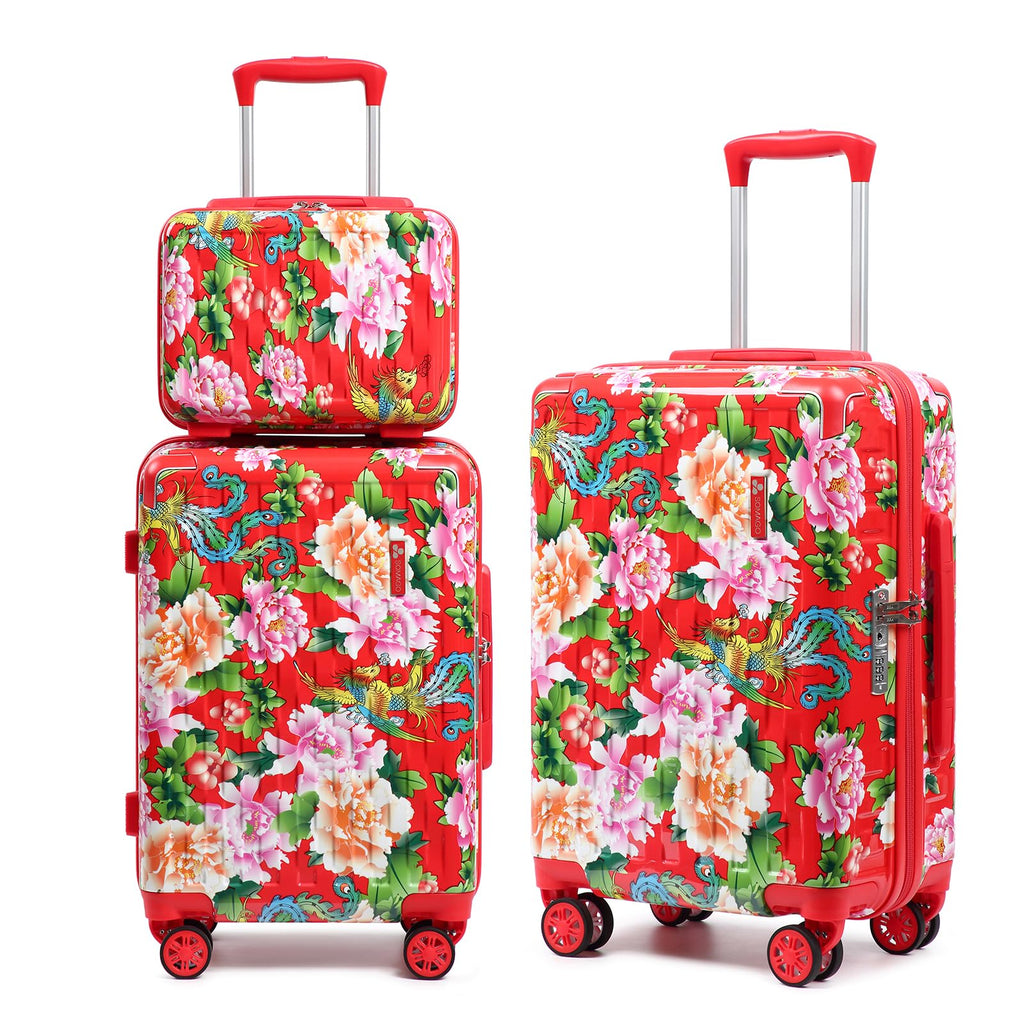3-Piece Patterned Hardshell Luggage Set with TSA Lock