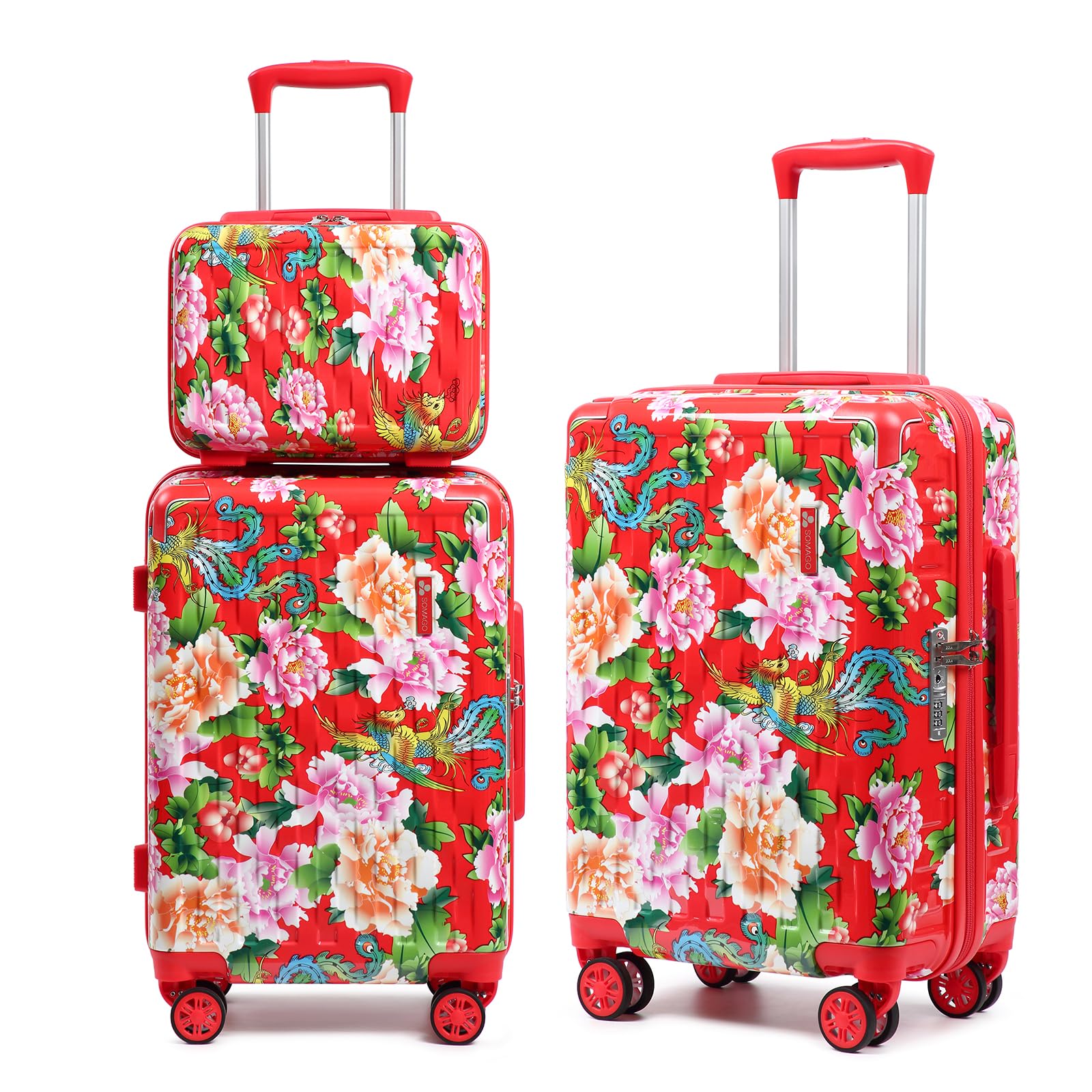 3-Piece Patterned Hardshell Luggage Set with TSA Lock