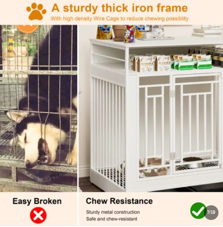Wooden Dog Kennel Furniture with Storage Drawers