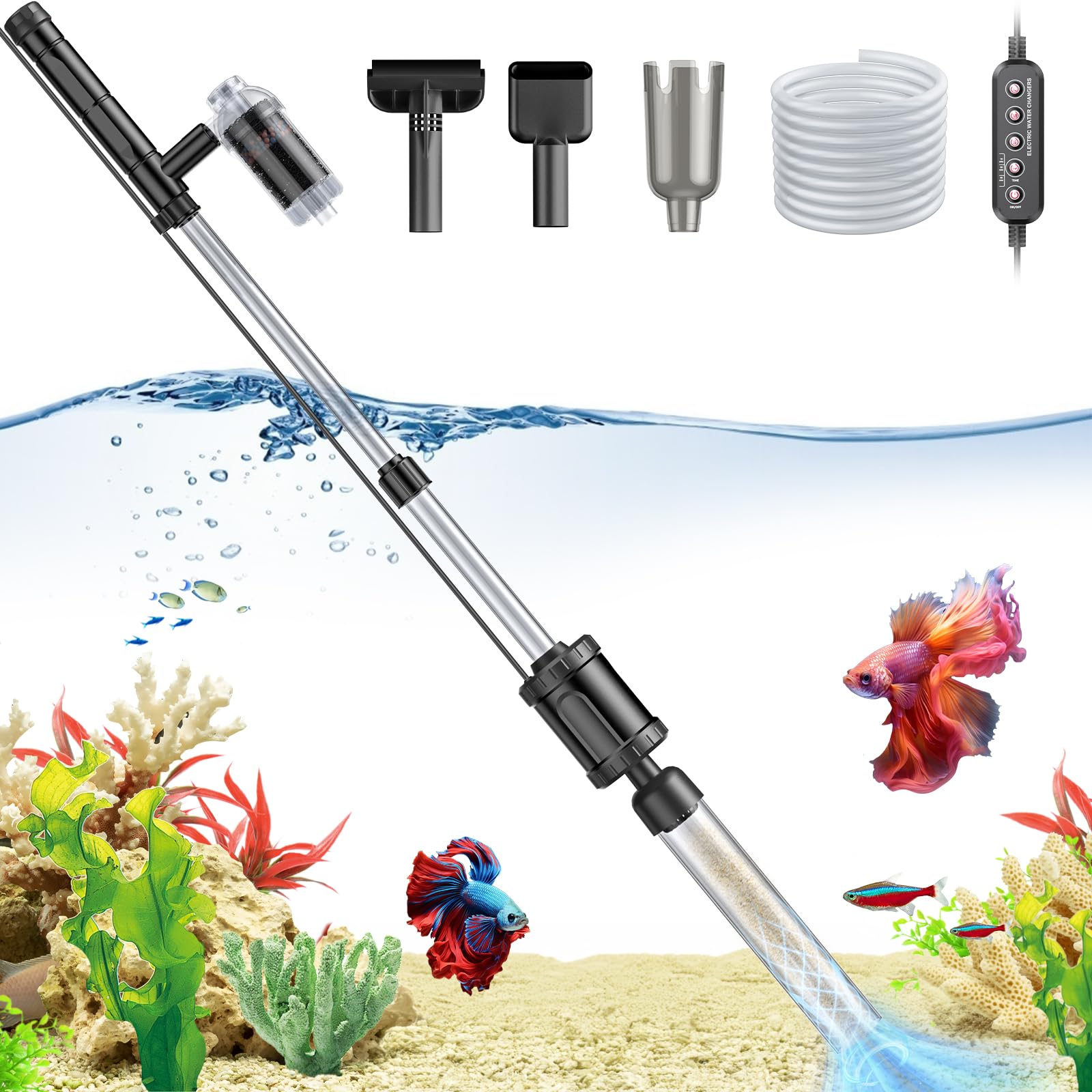 AKKEE 8-in-1 Electric Aquarium Gravel Cleaner