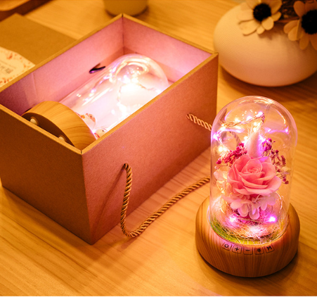 Bluetooth Speaker Night Light with Preserved Flowers