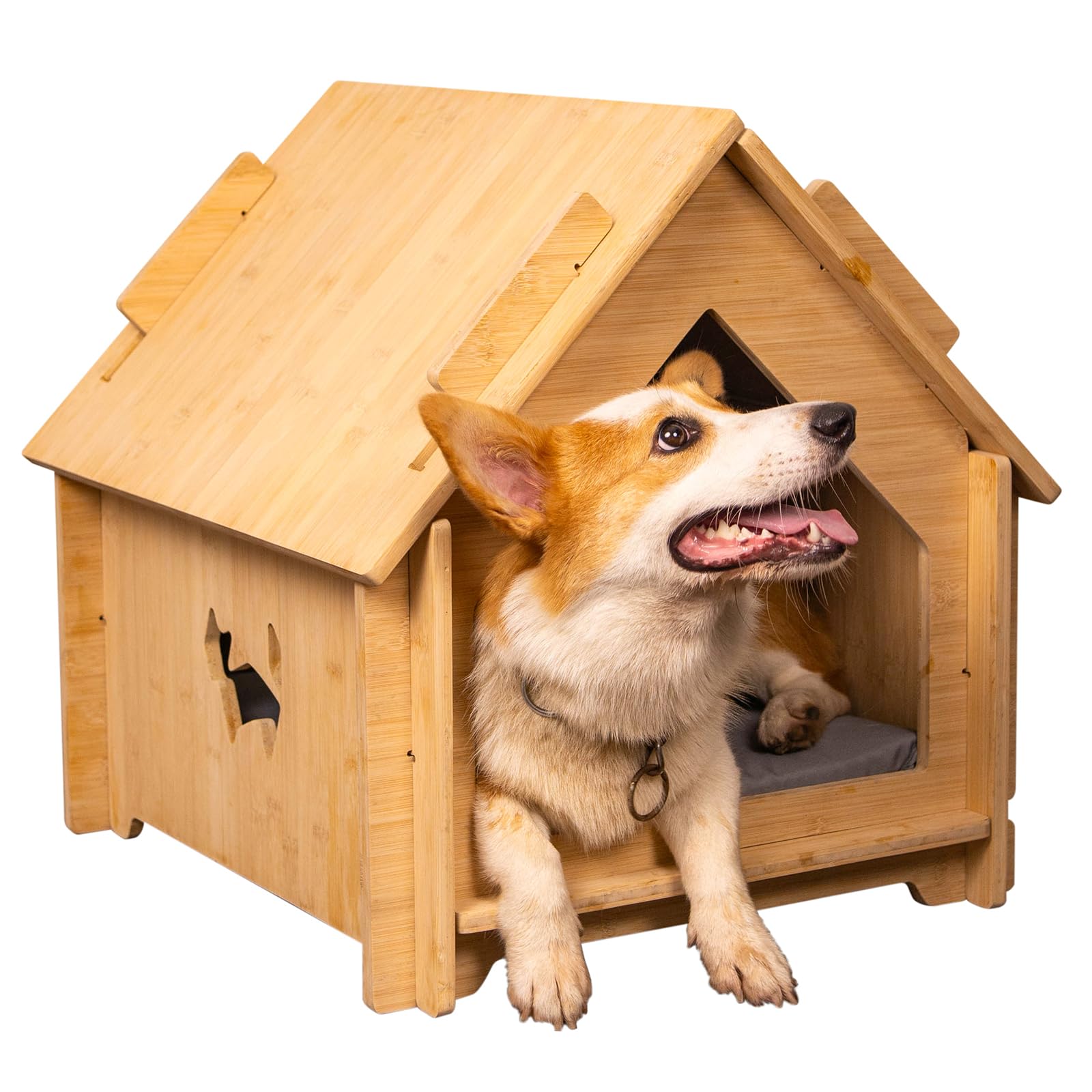 Bamboo Indoor Pet House for Cats and Small Dogs