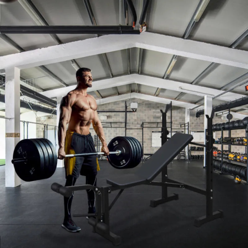 Weightlifting Bench Press Set with Squat Rack