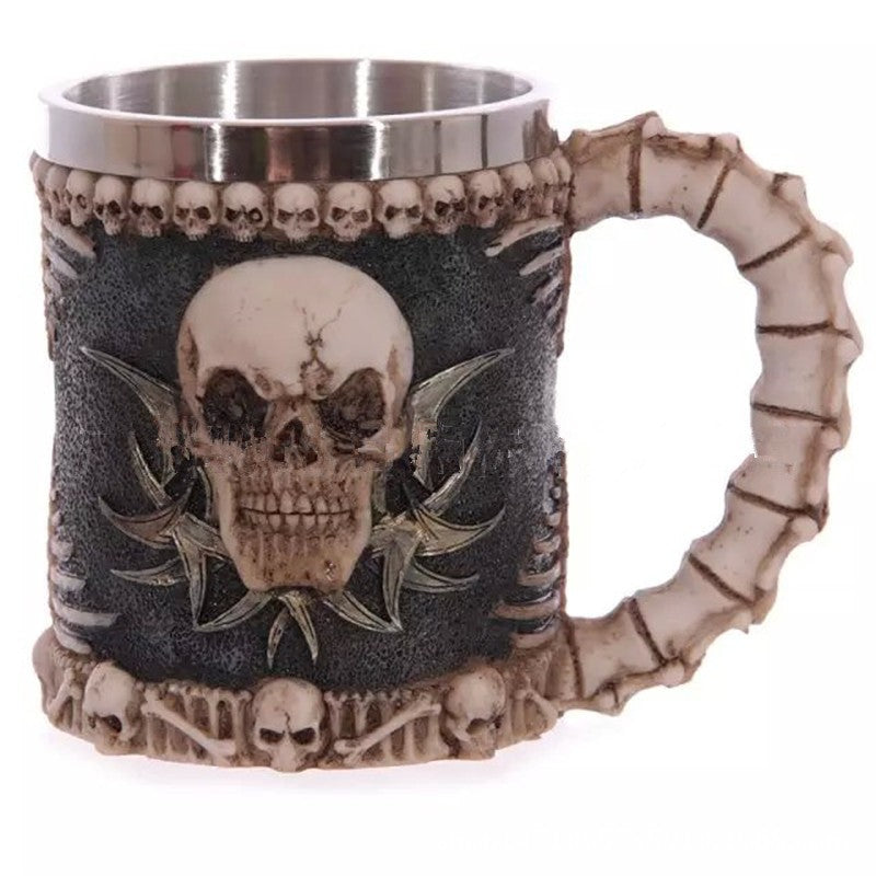 3D Skull Mug Stainless Steel Knight Coffee Cup