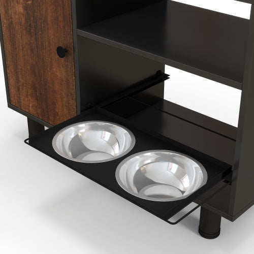 Pet Feeder Station with Pull-Out Bowls