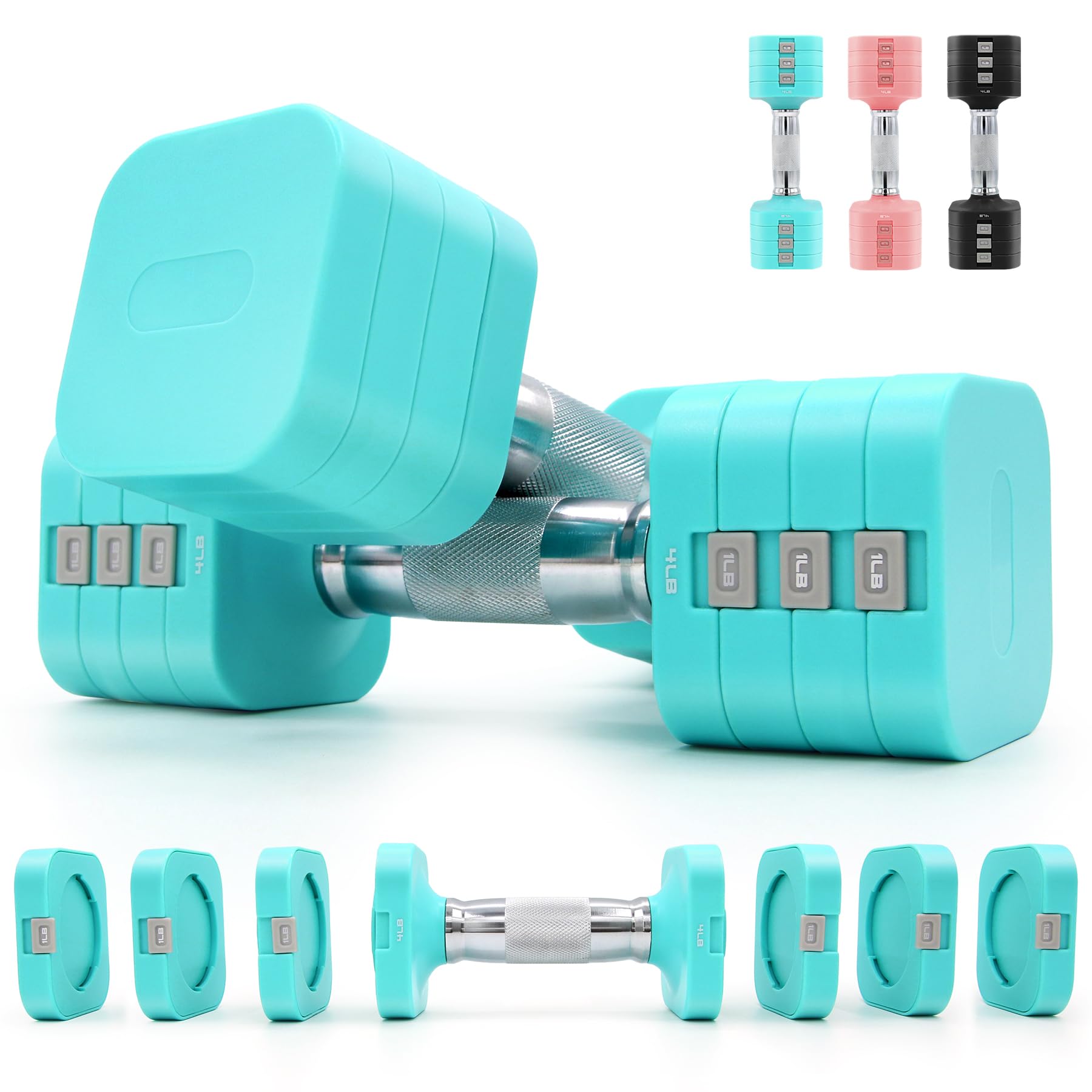 Adjustable Dumbbell Set, 4-in-1 (4/6/8/10 lb)