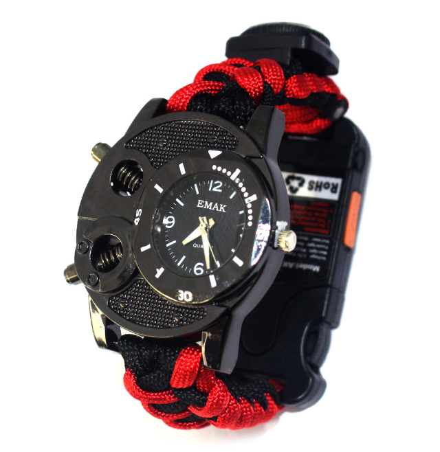 Outdoor Survival Nylon Paracord Watch with Compass