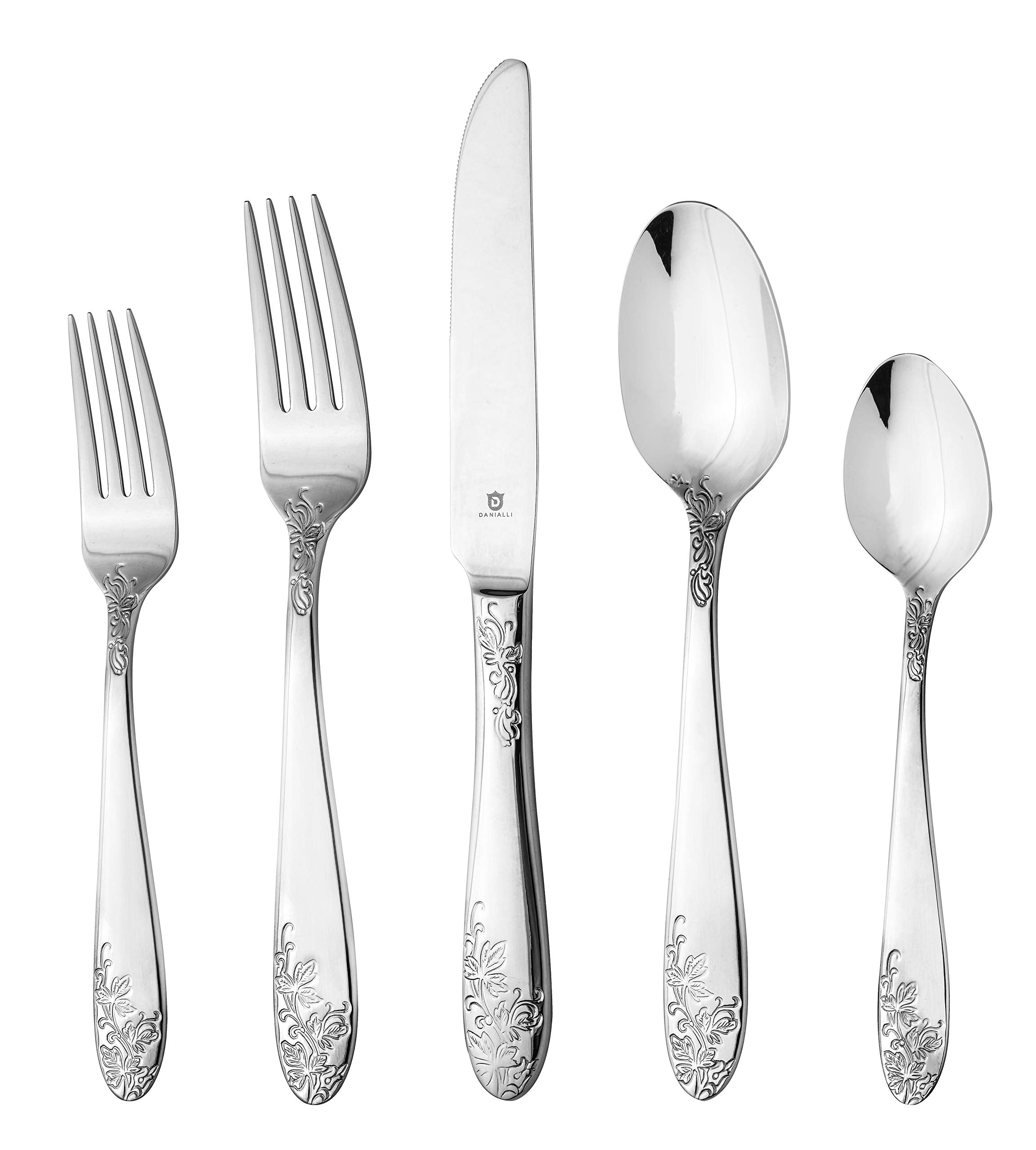 20-Piece Floral Stainless Steel Flatware Set