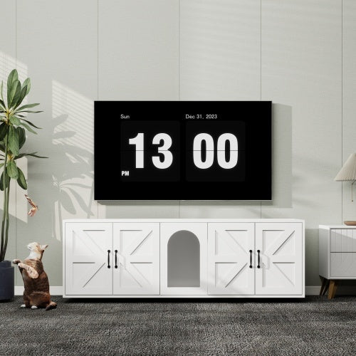Modern Double-Room Litter Box Cabinet, White