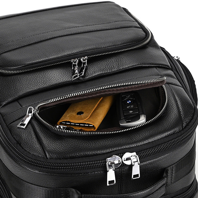Leather Backpack with USB Charging Port