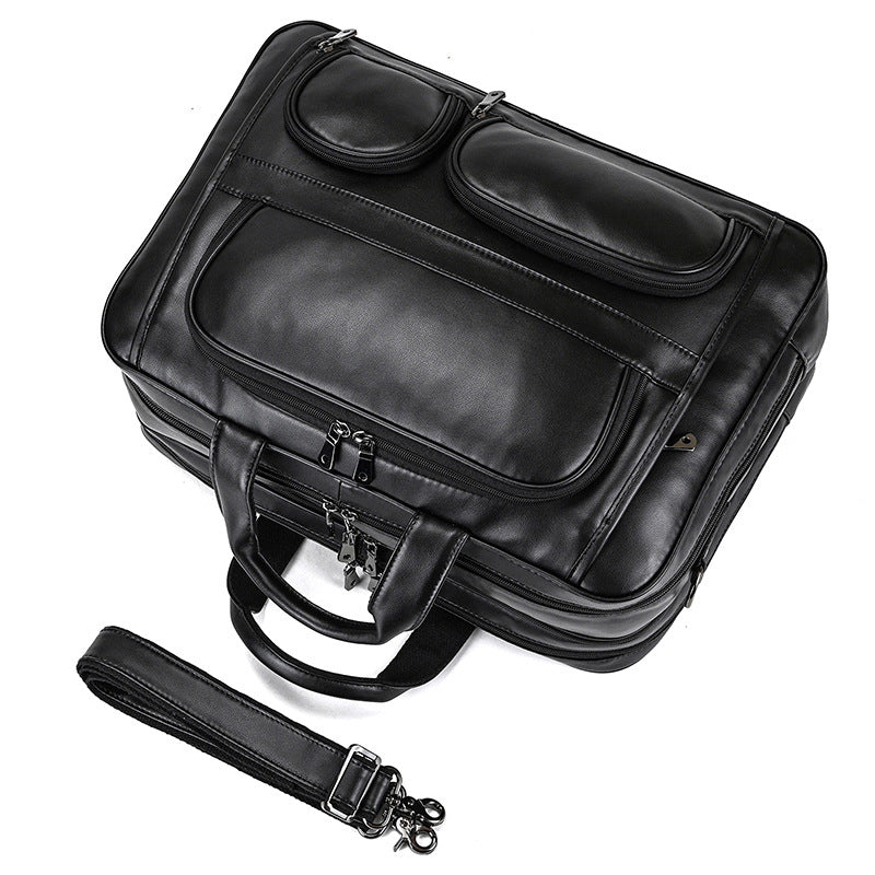 Leather Briefcase with 3 Compartments