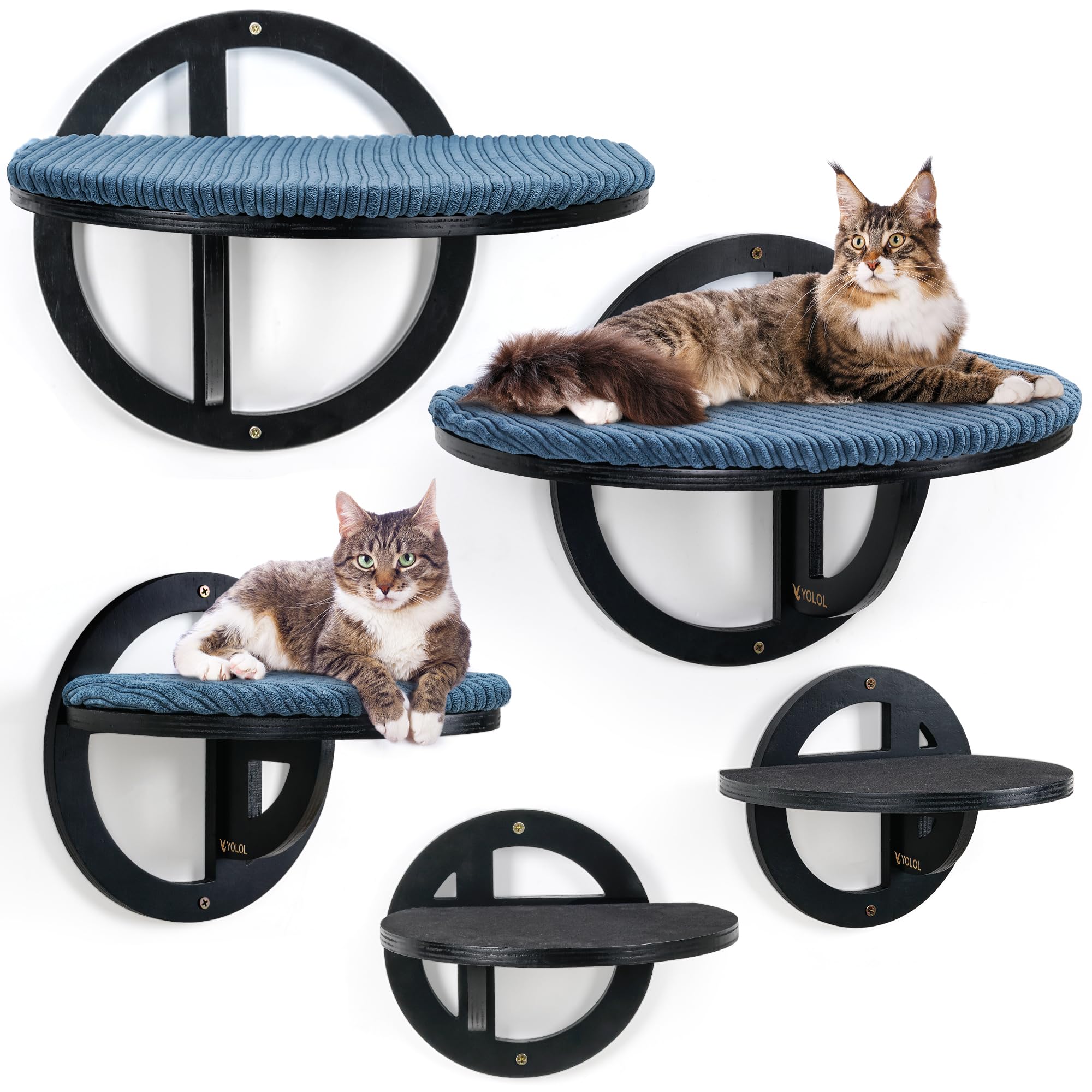 5-Piece Modern Cat Wall Shelf Set