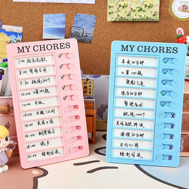 Reusable Self-Discipline Checklist Memo Board (Kawaii)