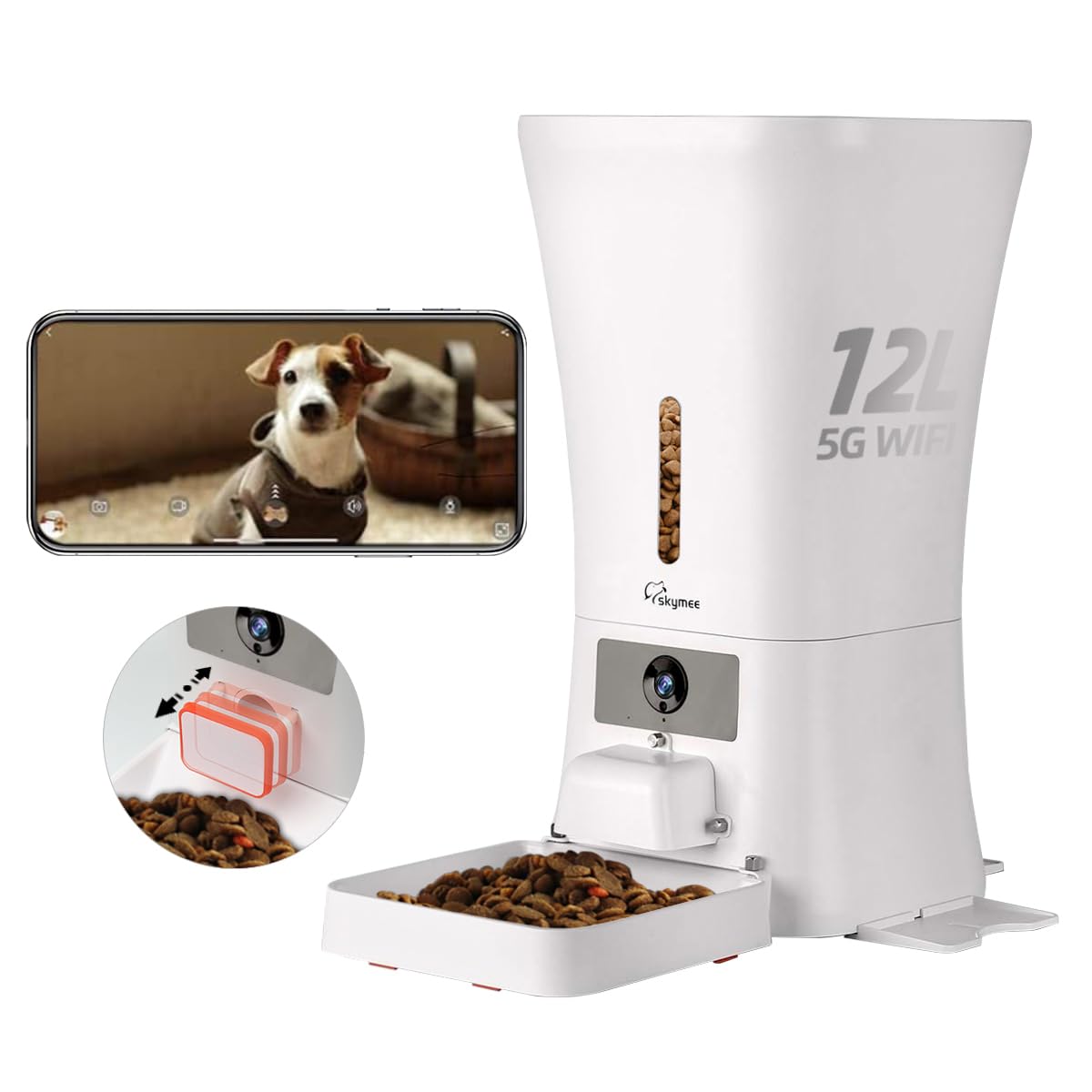 SKYMEE 12L Smart Pet Feeder with 1080p Camera