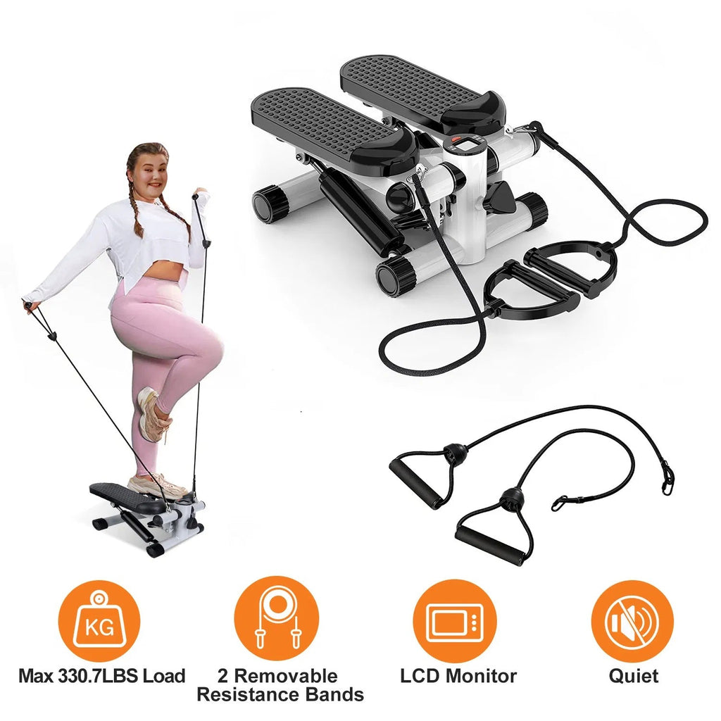 Mini Fitness Stepper with Resistance Bands