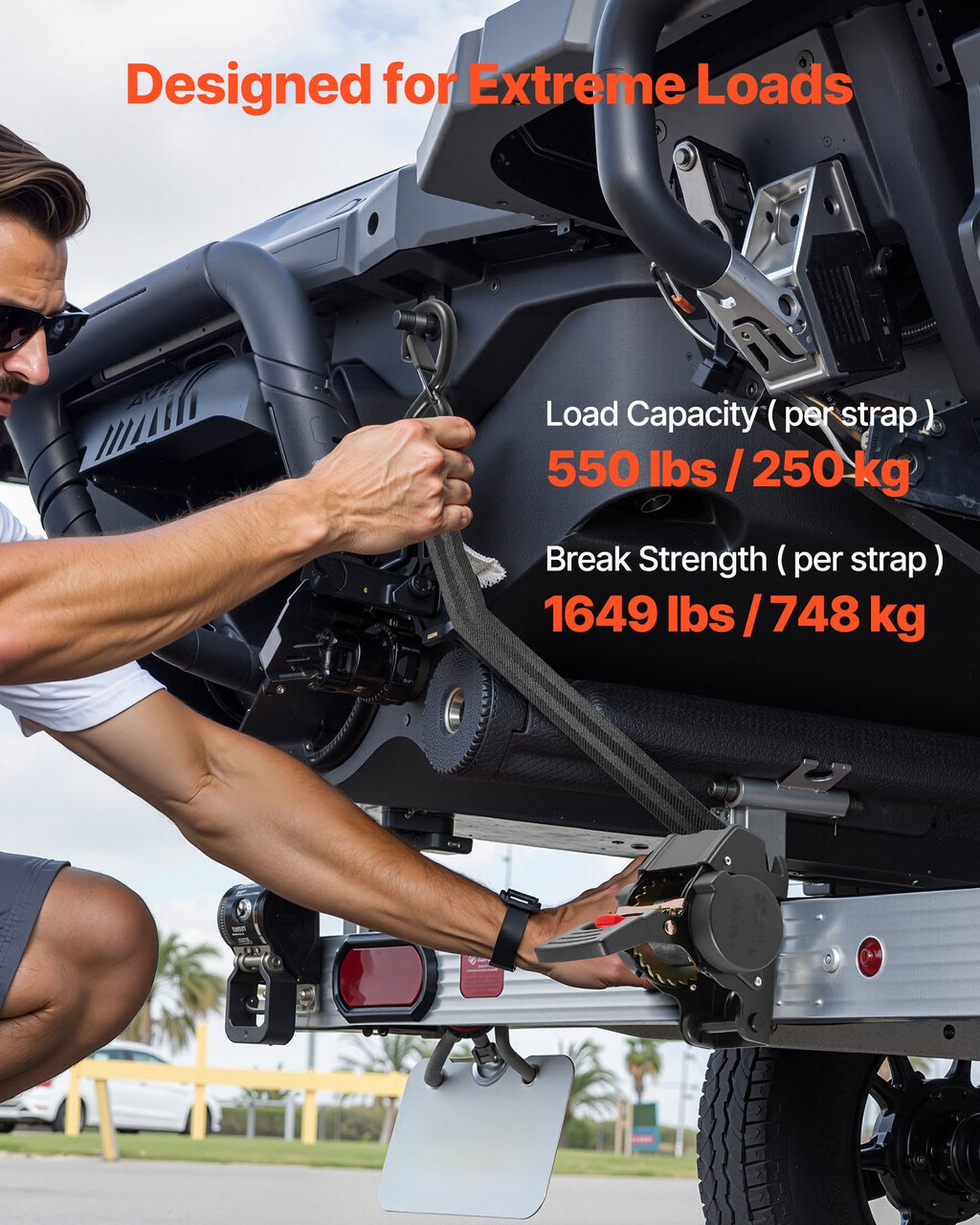 Wheel Chock Tie-Down Kit with S-Hook, 1649 lbs Break Strength