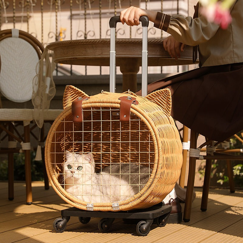 Portable Pet Trolley Woven Luggage