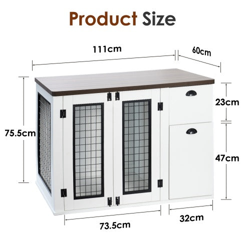 Furniture-Style Wooden Dog Crate, Double Door