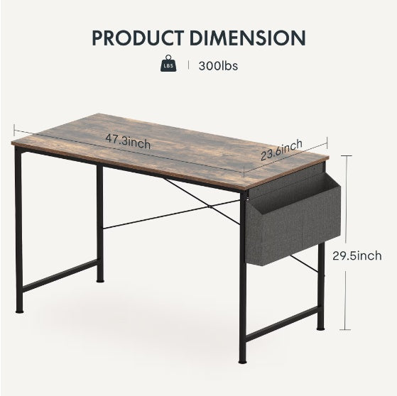 48-Inch Wood & Steel Computer Desk