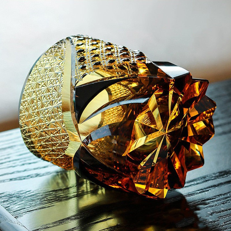 Hand-Carved Crystal Whiskey Glass