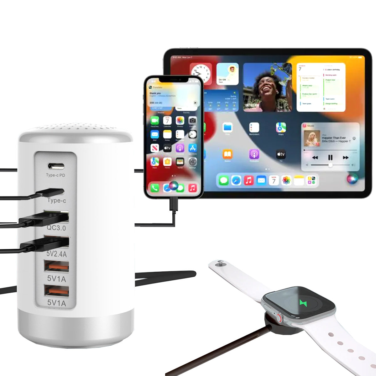 Tower USB Charging Station with 6 High-Speed Ports
