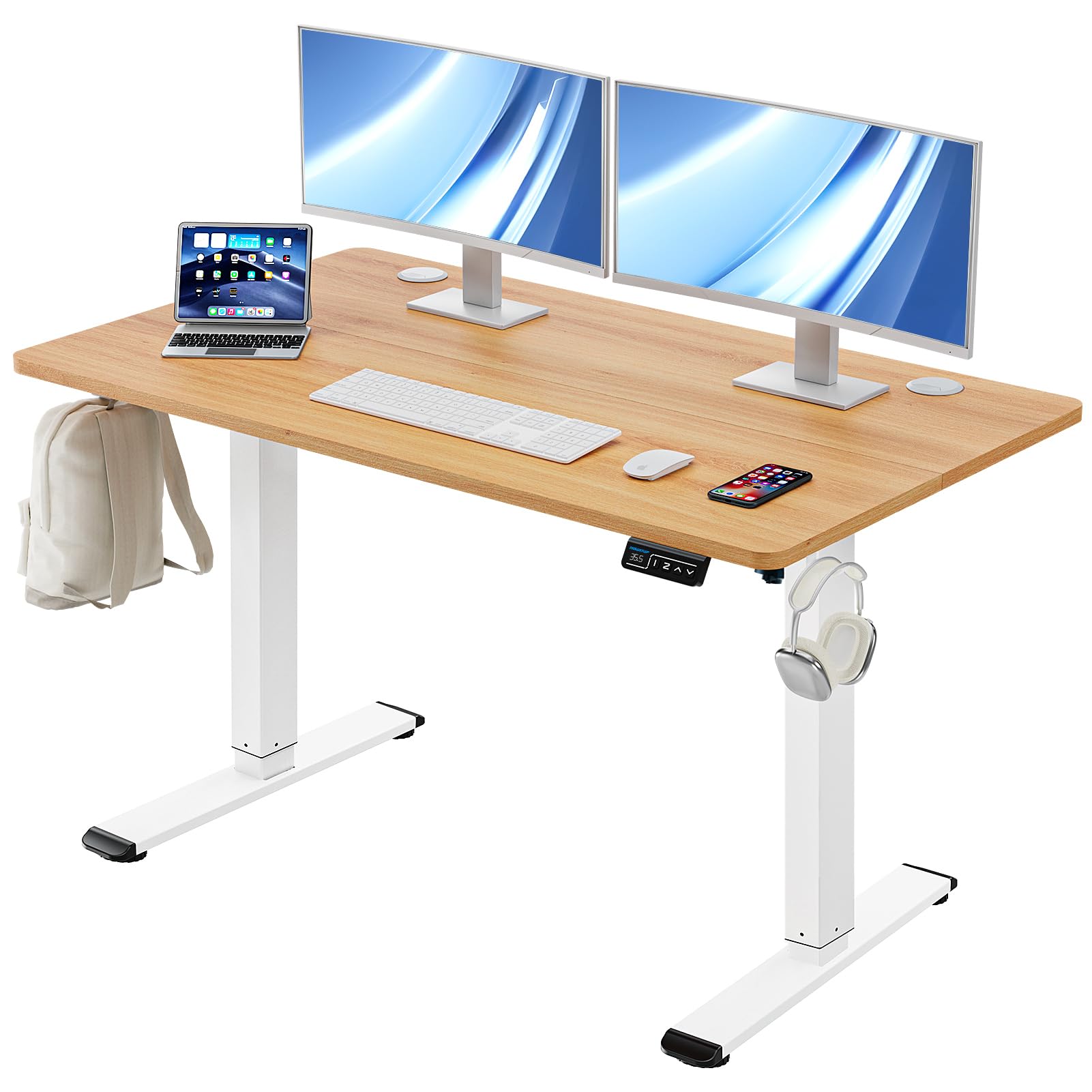 MOUNTUP Electric Standing Desk, 48 x 24 in, Oak