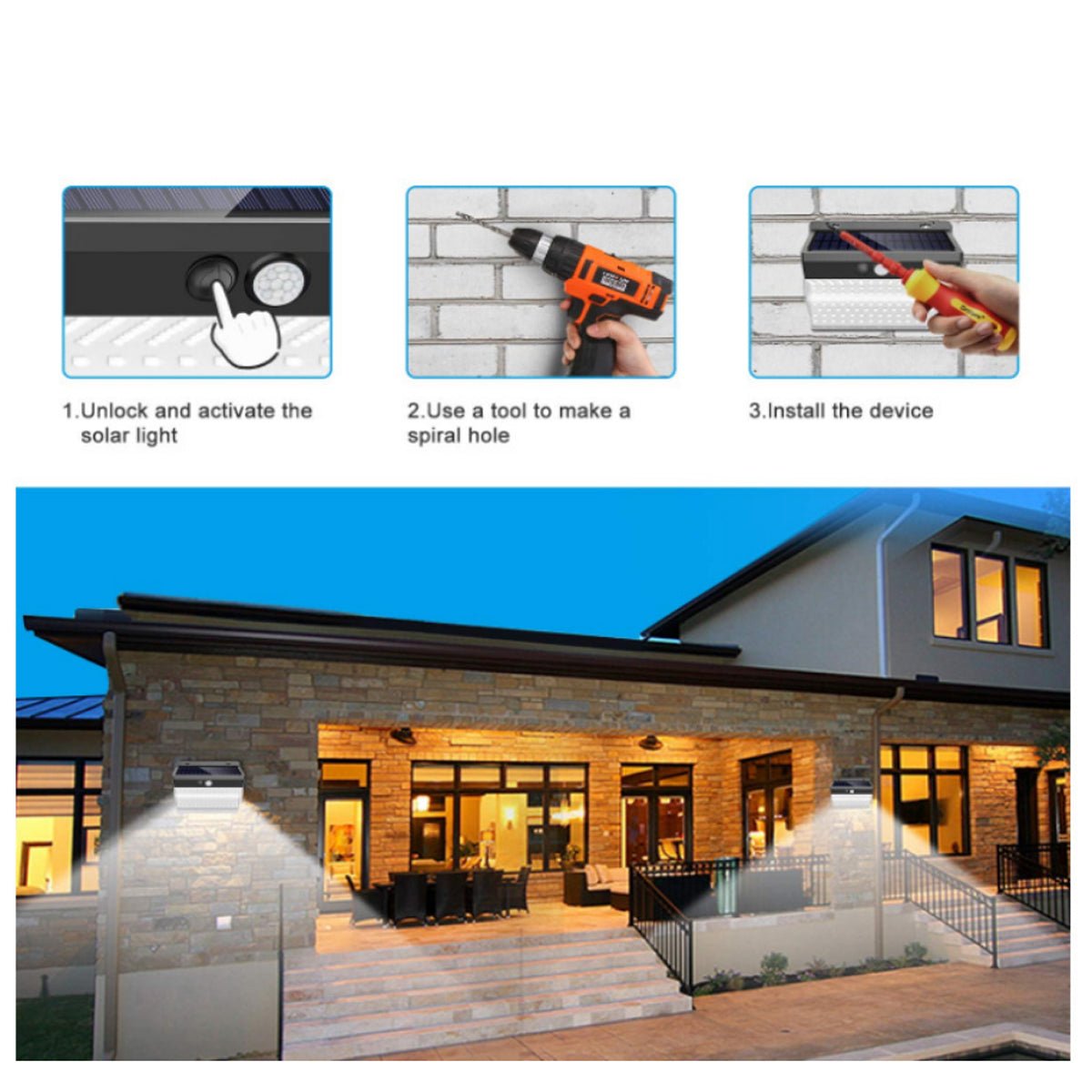 Lumina 206 Solar LED Cluster Lights, Motion Sensor
