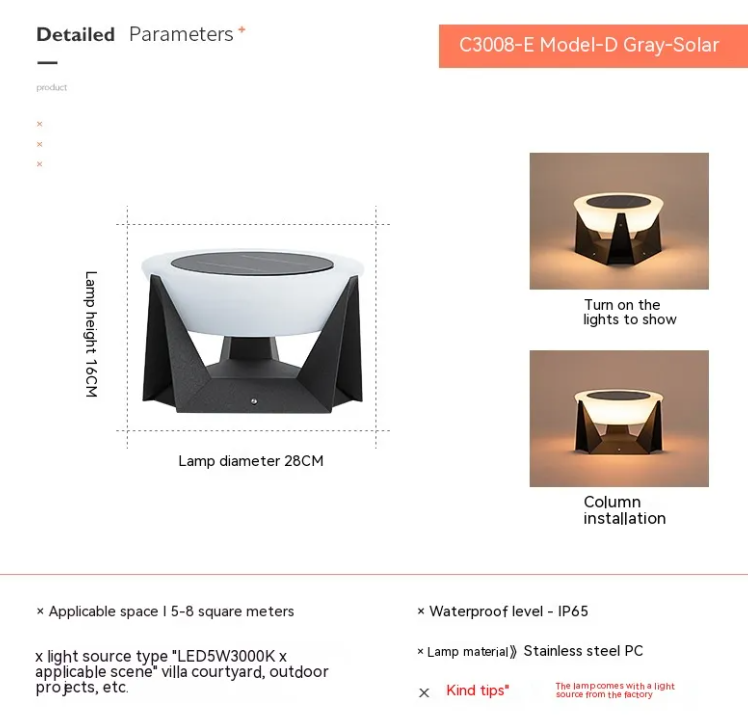 Solar-Powered Outdoor Pillar Lamp