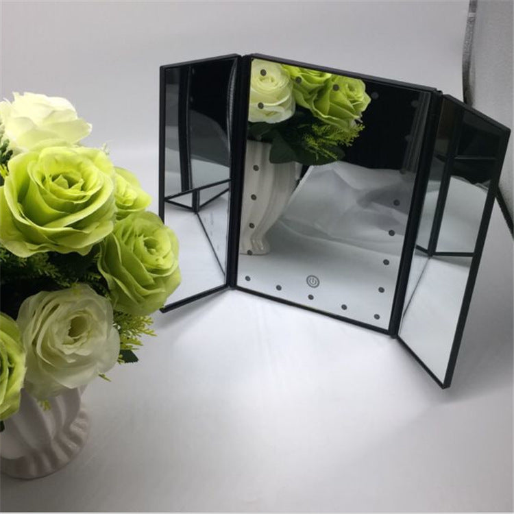 Tri-Fold Makeup Mirror with 16 LED Lights
