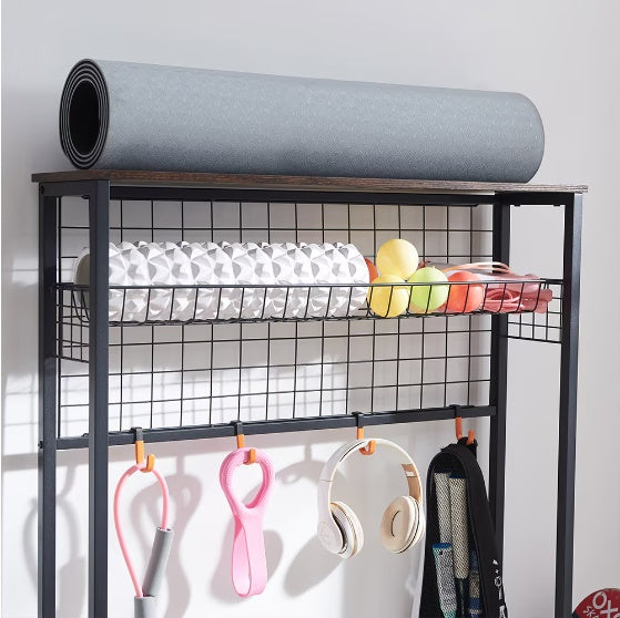 Garage Sports Equipment Storage Rack with Bench