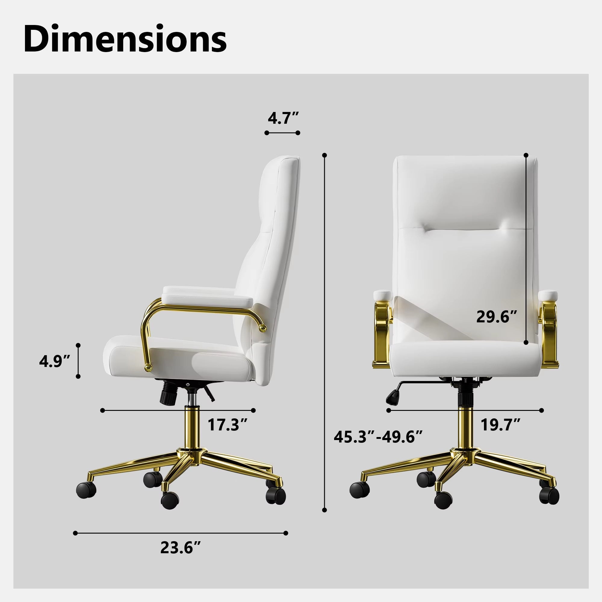 Executive High-Back Leather Office Chair with Gold Accents
