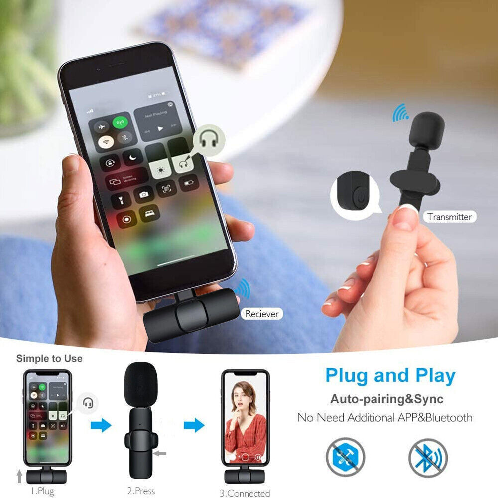 Lavalier Microphone Wireless Audio Video Recording Mini Mic