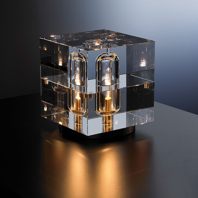 Pure Copper Table Lamp with Crystal Accent