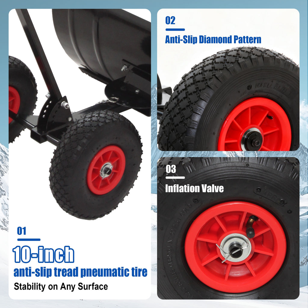 30-Inch Wheeled Snow Pusher with Adjustable Handle