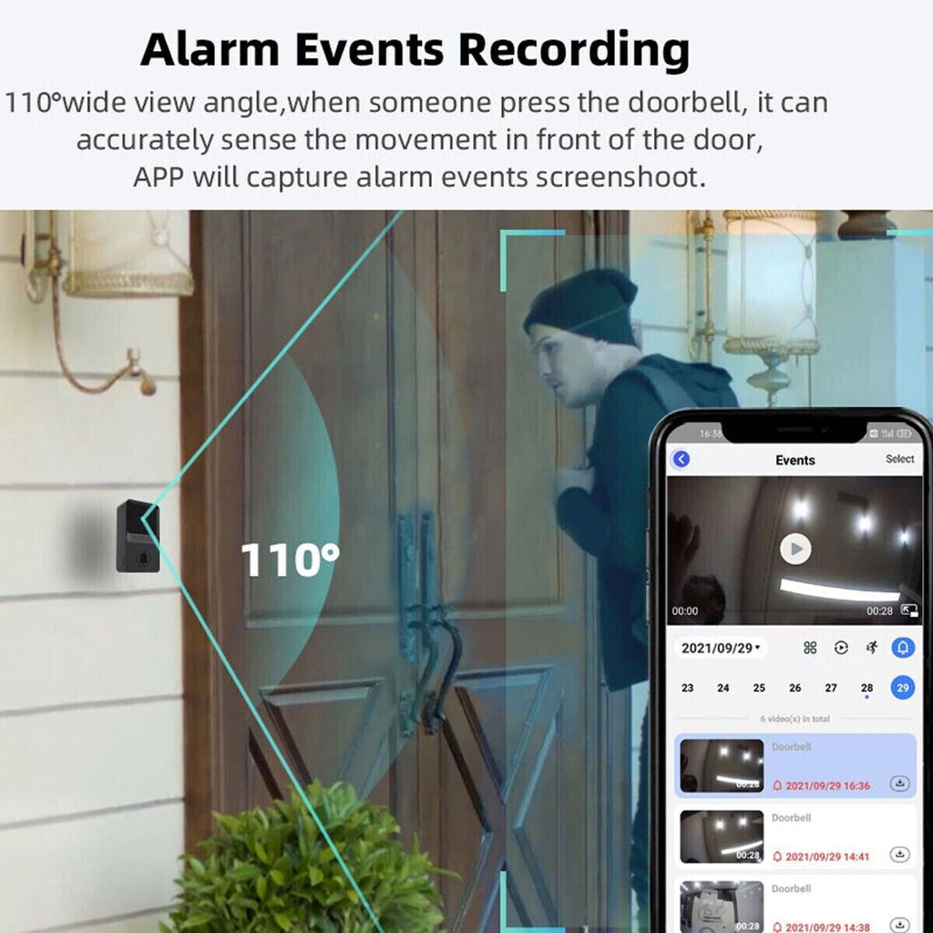 Smart Wireless WiFi Doorbell with Video Camera and Indoor Chime