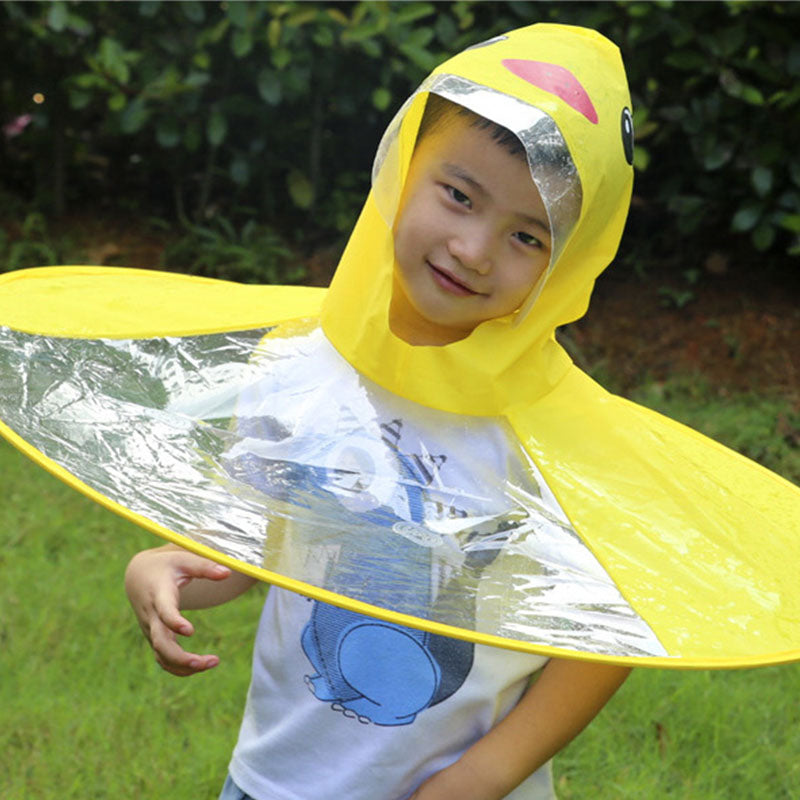 Cute Cartoon Duck Rain Cover for Kids with Poncho