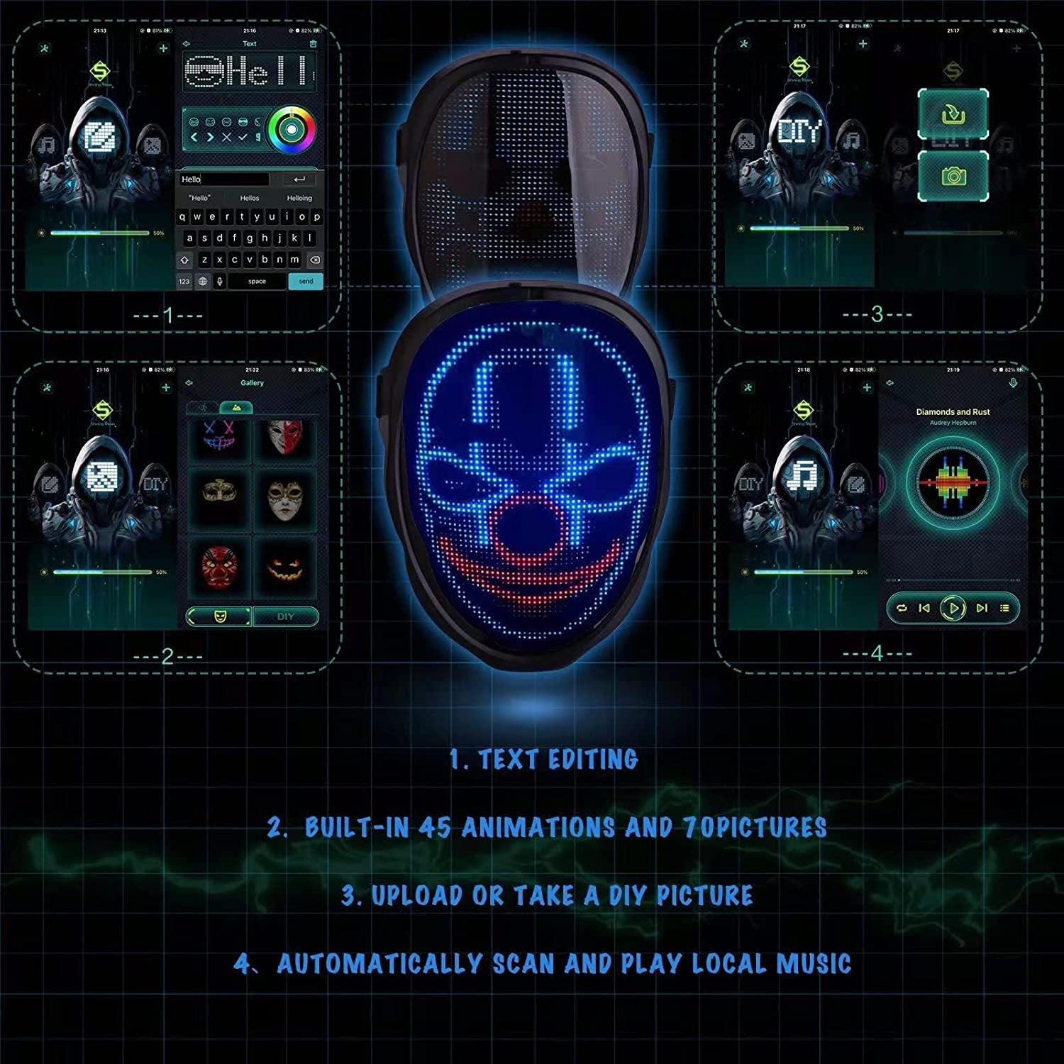 App-Controlled LED Light-Up Mask